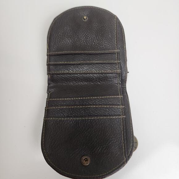 Esprit Two-Toned Faux Snakeskin Design Leather Zip & Button Coin Purse Wallet - Picture 4 of 8